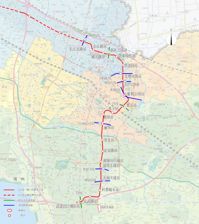 常州地铁6号线工程路线示意图