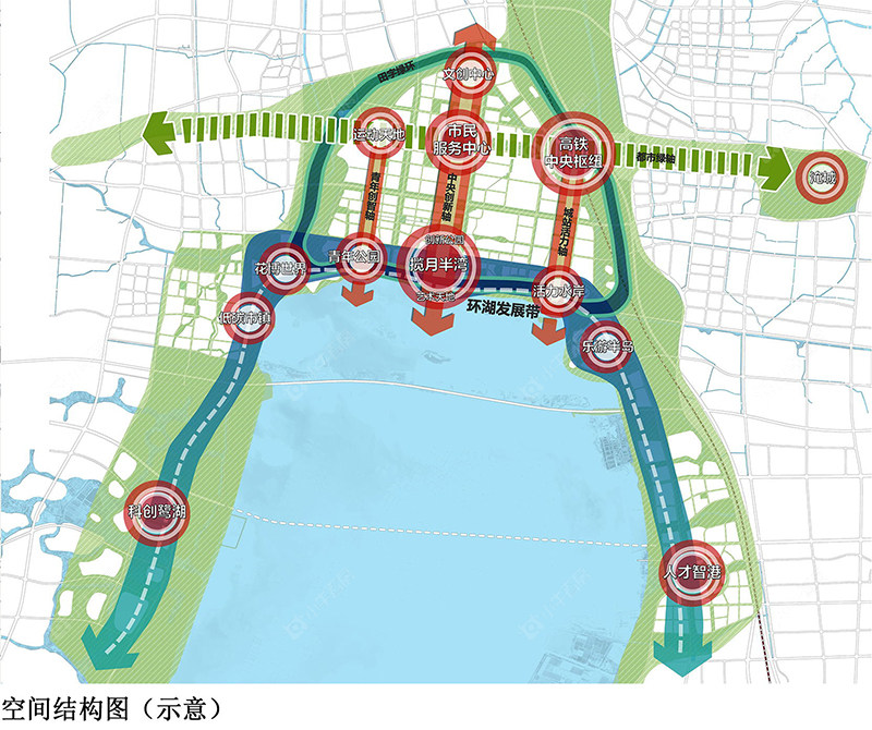 常州两湖创新区空间结构示意图