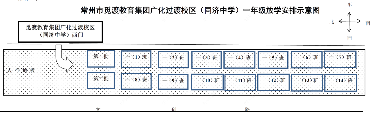 过渡校区同济中学一年级放学安排示意图